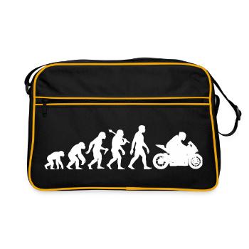 Motorrad Evolution Motorradfahrer lustiger Biker - Retro Tasche - Schwarz/Gold - Vorne