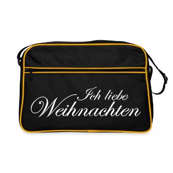 Ich liebe Weihnachten - Retro Tasche - Schwarz/Gold - Vorne