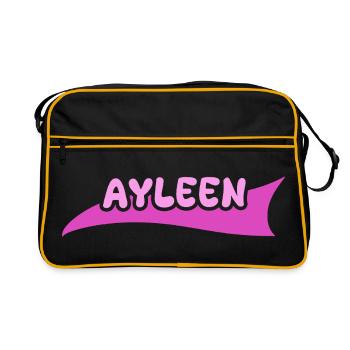 Vorname Ayleen - Retro Tasche - Schwarz/Gold - Vorne