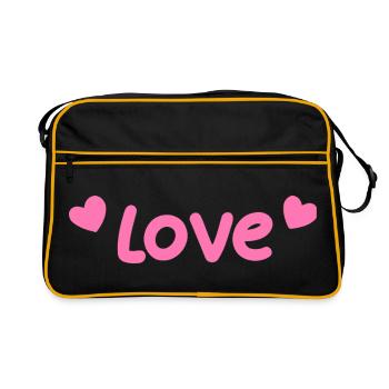 Love pastel et cœurs rose - Sac Retro - noir/or - Devant