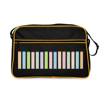 Table de multiplication colorée numérotée 15x15 - Sac Retro - noir/or - Devant