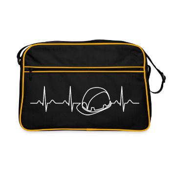 Construction Heartbeat Hard Hat Tradesman Gift - Retro Bag - black/gold - Front