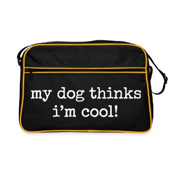 Dog Thinks I’m Cool Typography - Retro Tasche - Schwarz/Gold - Vorne