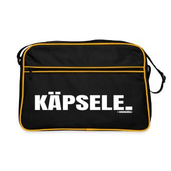 Als Käpsele ist man clever und schlau... - Retro Tasche - Schwarz/Gold - Vorne