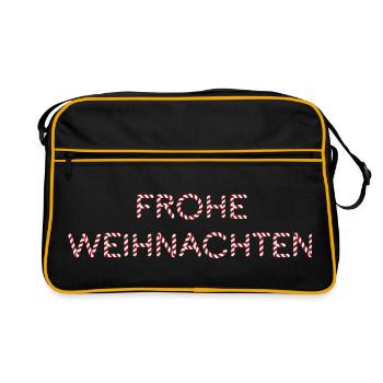 Frohe Weihnachten Candy Cane - Retro Tasche - Schwarz/Gold - Vorne