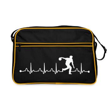 Heartbeat Bowling Lover Design Bowler Papa - Sac Retro - noir/or - Devant
