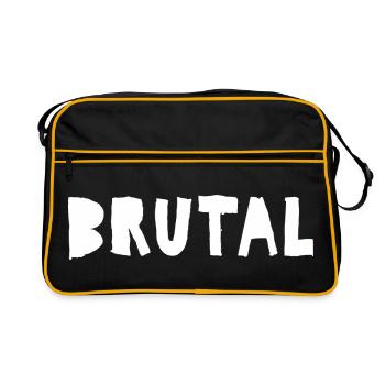 Brutal Distressed Bold logo design - Retro Bag - black/gold - Front
