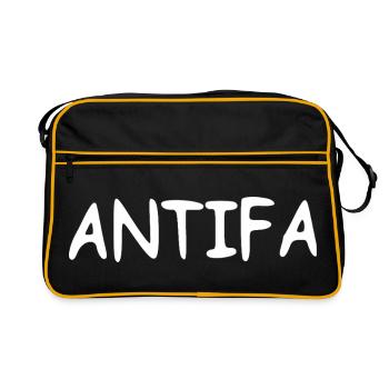 Antifa – weiß - Retro Tasche - Schwarz/Gold - Vorne