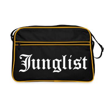 Junglist-Logo der gotischen Schrift - Retro Tasche - Schwarz/Gold - Vorne