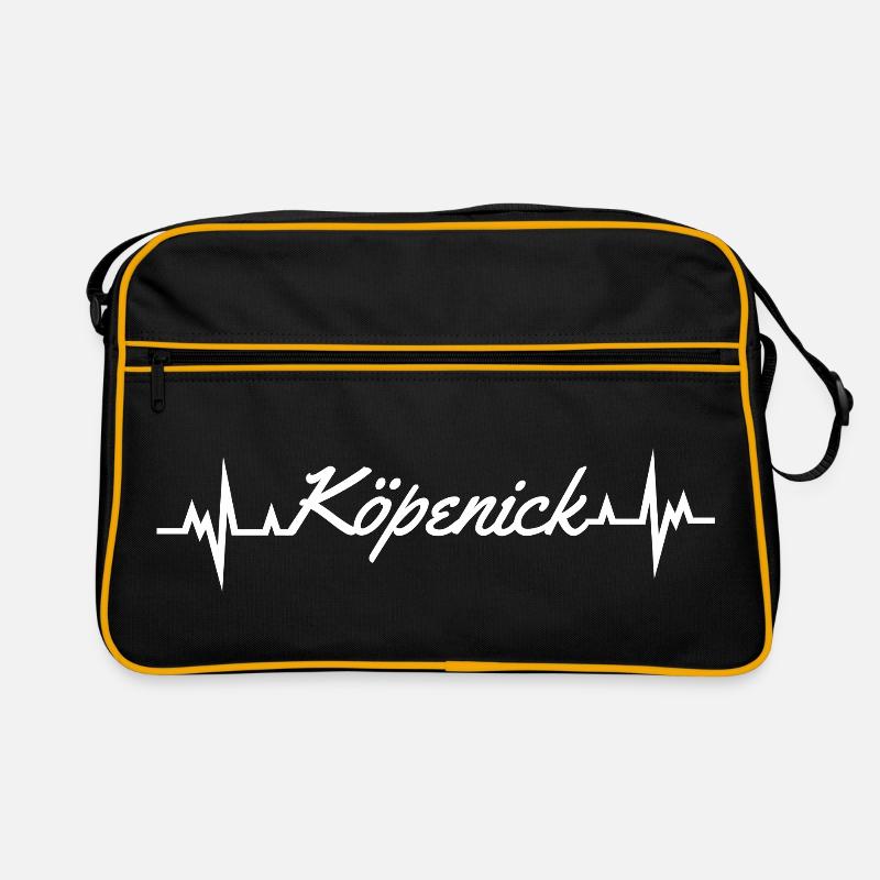 Köpenick Herzschlag Heimatliebe Design - Retro Tasche - Schwarz/Gold