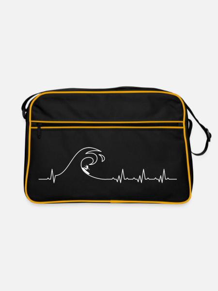 Surfer sur Heartbeat - Sac Retro - noir/or - Devant