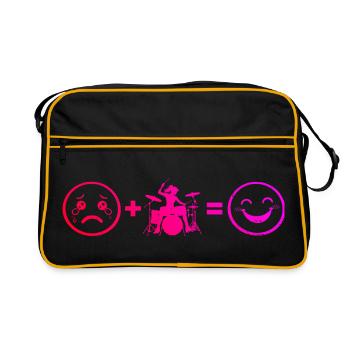Jouer de la batterie Cadeau pour un batteur - Sac Retro - noir/or - Devant