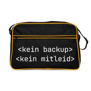 Kein Backup? Kein Mitleid! - Retro Tasche - Schwarz/Gold - Vorne