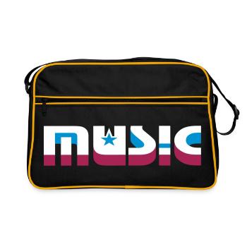 Lettrage de musique 3D avec étoiles - Sac Retro - noir/or - Devant