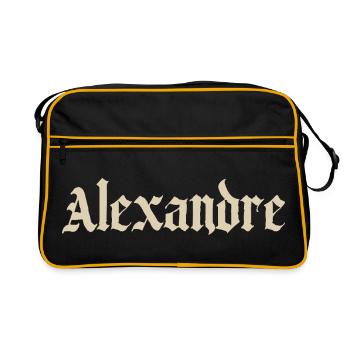 Alexandre Gothic Font Vintage Print - Retro Bag - black/gold - Front