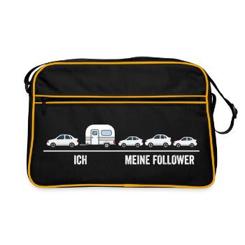 Ich meine Follower Karawane - Retro Tasche - Schwarz/Gold - Vorne
