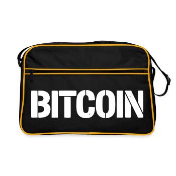 Bitcoin Lettering Stencil Clean - Retro Bag - black/gold - Front
