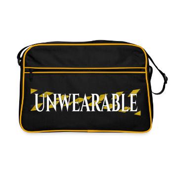 Untragbar – Statement-Design mit Warnband - Retro Tasche - Schwarz/Gold - Vorne