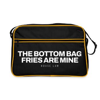 Pommes Imbiss Snack Pommes Frites Kartoffel Lustig - Retro Tasche - Schwarz/Gold - Vorne
