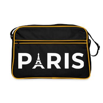 Paris Eiffel Tower - Typographie Souvenir France - Sac Retro - noir/or - Devant