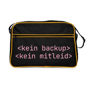 Kein Backup Kein Mitleid Informatik Informatiker - Retro Tasche - Schwarz/Gold - Vorne