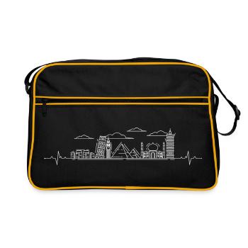 Heartbeat skyline landmarks - Retro Bag - black/gold - Front