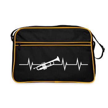Trumpet Heartbeat - Retro Tasche - Schwarz/Gold - Vorne