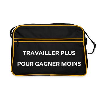 Work more to earn less - Retro Bag - black/gold - Front