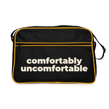 Comfortably Uncomfortable Typo Print - Retro Tasche - Schwarz/Gold - Vorne