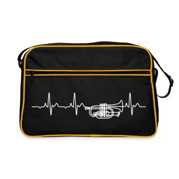 Mellophone Heartbeat Marching Band Cadeau - Sac Retro - noir/or - Devant