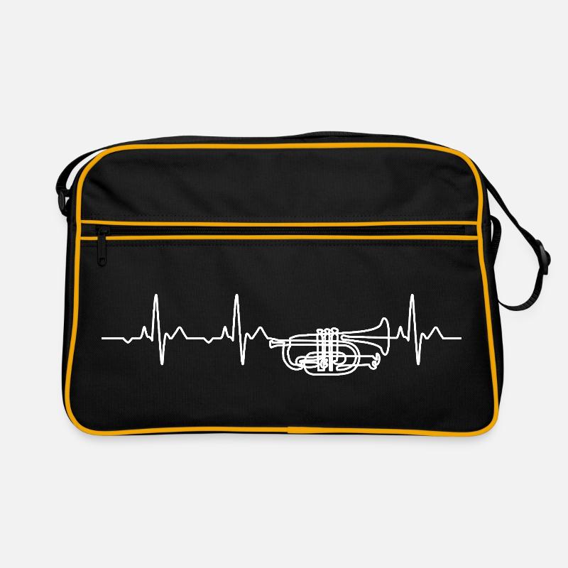 Mellophon Herzschlag Marschkapelle Geschenk - Retro Tasche - Schwarz/Gold