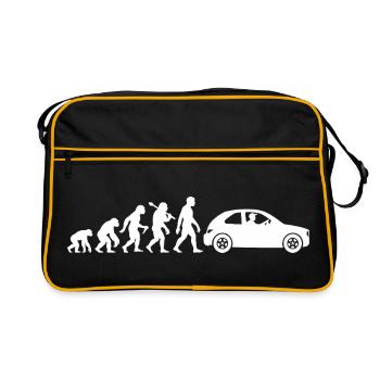 Auto Evolution Kleinwagen Fahranfänger Fahrlehrer - Retro Tasche - Schwarz/Gold - Vorne