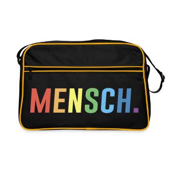  Mensch LGBT Regenbogen - Retro Tasche - Schwarz/Gold - Vorne