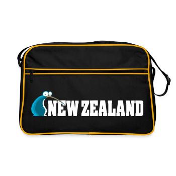 Kiwi Bird Cartoon Nouvelle-Zélande - Sac Retro - noir/or - Devant