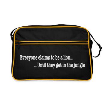 Motivationsspruch phyolosophisch everyone claims  - Retro Tasche - Schwarz/Gold - Vorne