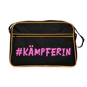 Kämpferin - Mut machen - Retro Tasche - Schwarz/Gold - Vorne