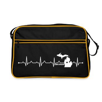 Michigan State Heartbeat EKG USA Pride Mitten Art - Sac Retro - noir/or - Devant