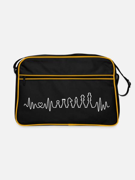 Schach Herzschlag Schachfiguren Für Schachspieler - Retro Tasche - Schwarz/Gold