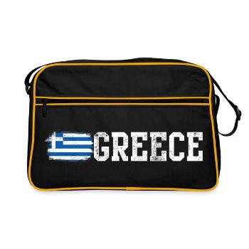 Greece Flag Brush Art Typography - Retro Bag - black/gold - Front