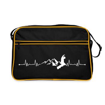 Surfing Heartbeat on Mountain Ridge - Retro Bag - black/gold - Front