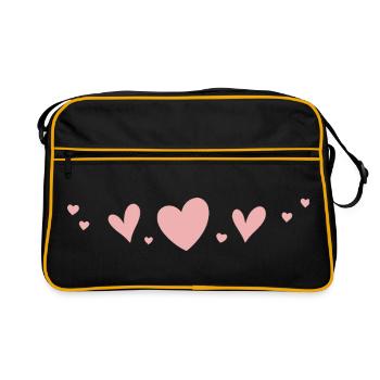 Soft Pastel Hearts - Retro Bag - black/gold - Front