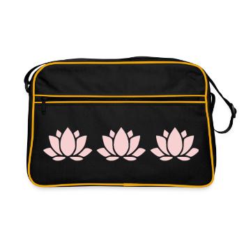 Fleur de lotus, fleur de lotus, fleur pastel, fleurs, pastel - Sac Retro - noir/or - Devant