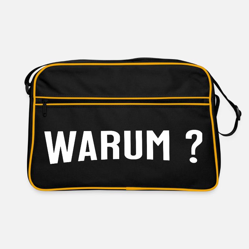 Warum ? - Eine einfache Frage - Retro Tasche - Schwarz/Gold