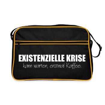 Kaffee - Existenzielle Krise kann warten - Retro Tasche - Schwarz/Gold - Vorne