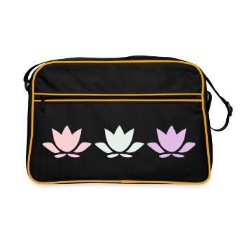 Lotus Flower Lotus Flowers Pastel Flower Blossom Yogal - Retro Bag - black/gold - Front