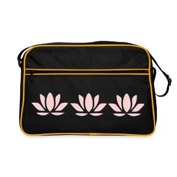 Fleur de lotus Fleur de lotus Fleur pastel Fleurs de nénuphar Fleurs - Sac Retro - noir/or - Devant