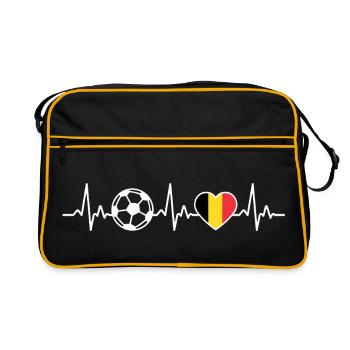 Belgium Football Heartbeat Belgian Flag - Retro Bag - black/gold - Front