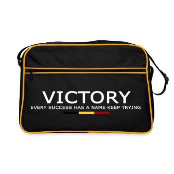 Victory EVERY SUCCESS HAS A NAME KEEP TRYING BELGE - Retro Bag - black/gold - Front