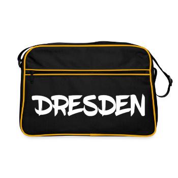Dresden - Sachsen - Frauenkirche - Zwinger - Elbe - Retro Tasche - Schwarz/Gold - Vorne