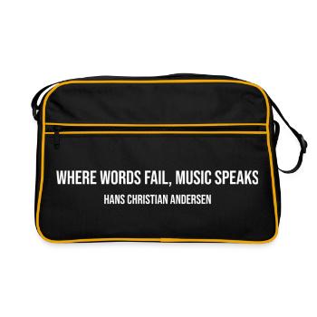 Where Words Fail, Music Speaks - Retro Bag - black/gold - Front